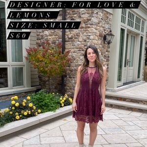 For Love and Lemons Maroon Lace Dress